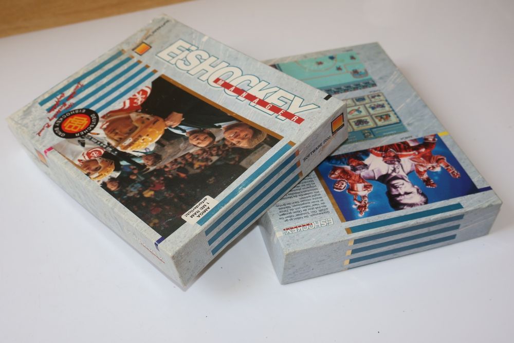 Gra Eishockey Manager wyd. Software 2000 na Komputery Retro Commodore Amiga 500 600 1200 Atari ST IBM Disc 3,5" 1993 Big Box Komplet Stan Dobry Minus