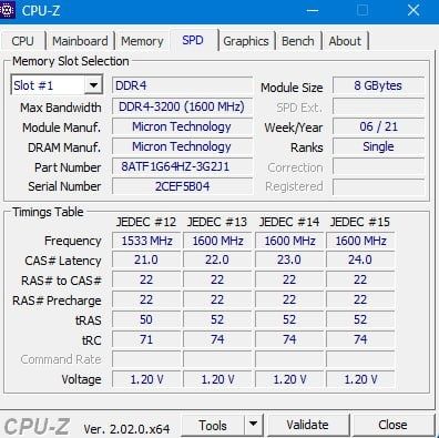 1*8gb ddr4 3200 Micron