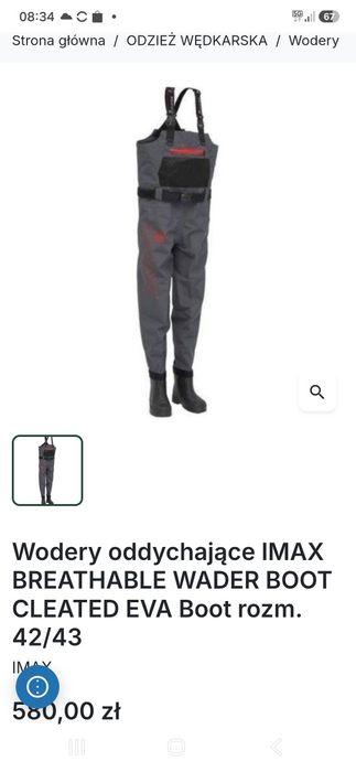 Spodniobuty wedkarskie oddychające imax nowe