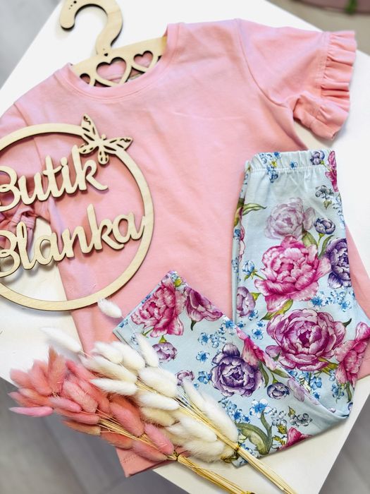 Haydi limitowana kolekcja limitka legginsy niebieskie w kwiaty 86 cm