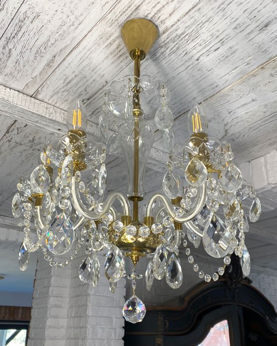 Люстра вінтажна Чехословакія, кришталева лампа