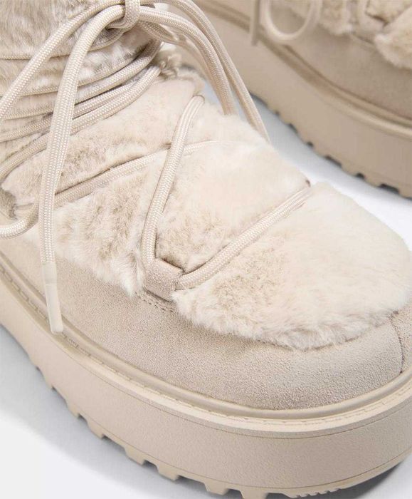 Жіночі зимові ботинки OYSHO, бежеві, утеплені, EU 38 / Зима