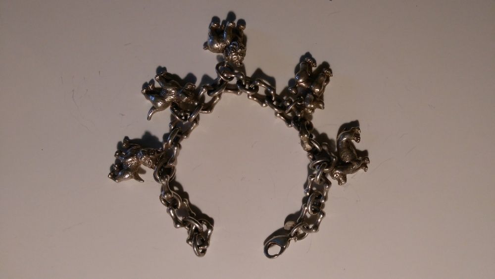 Bransoleta Tiffany&Co. , srebrna 925 , z miniaturami psów. Zamienię