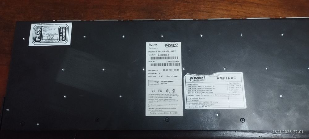 Tyco Electronics Amptrac Analyzer PEL-ANLYZER-168PT