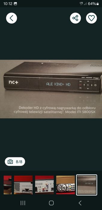 Dekoder ITI 5800SX nc+ HD cyfrowa nagrywarka