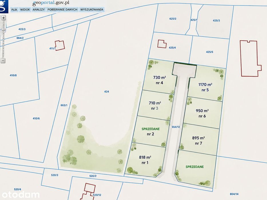 Piękne widoki, 4 km od Polanicy, uzbrojone 6 działek 710m2-1170m2