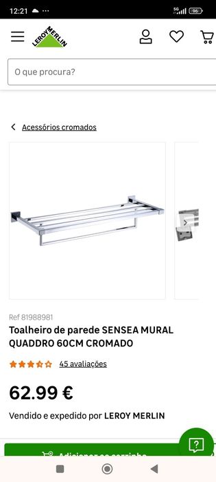 Toalheiro de parede 60cm