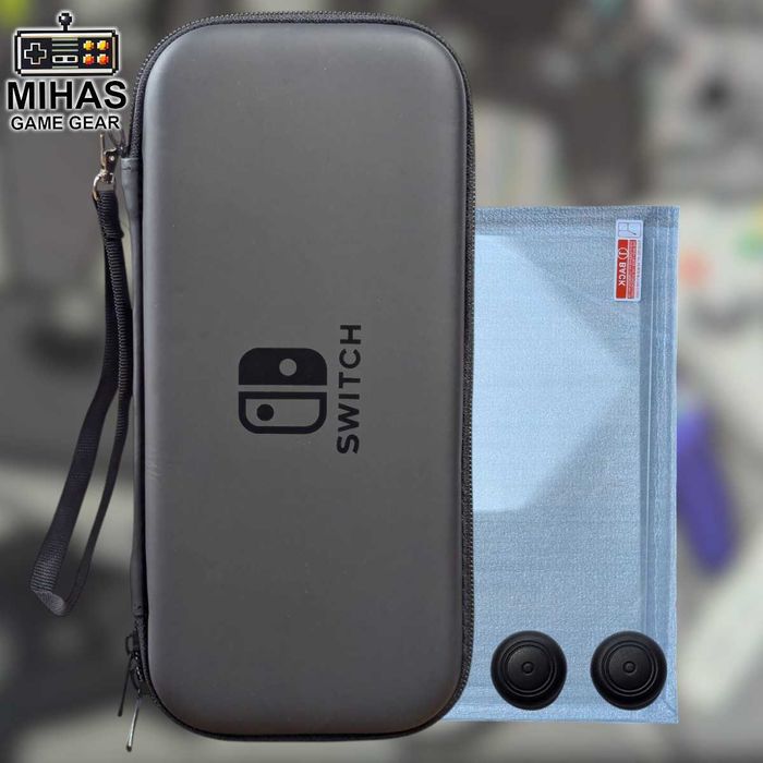 Nintendo Switch v1-v2, OLED– Набір 3в1 чохол, скло, накладки на стіки