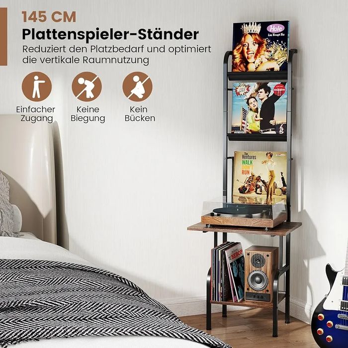 Regał na gramofon i płyty winylowe