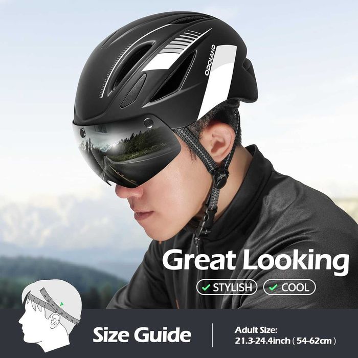 Lekki Kask Rowerowy Z Wizjerem Magnetycznym Mtb Uniwersalny M/L 58-62