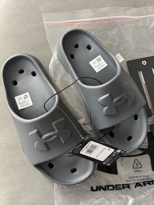 Nowe Gumowe Klapki Męskie Under Armour Szare Miękkie 40,5