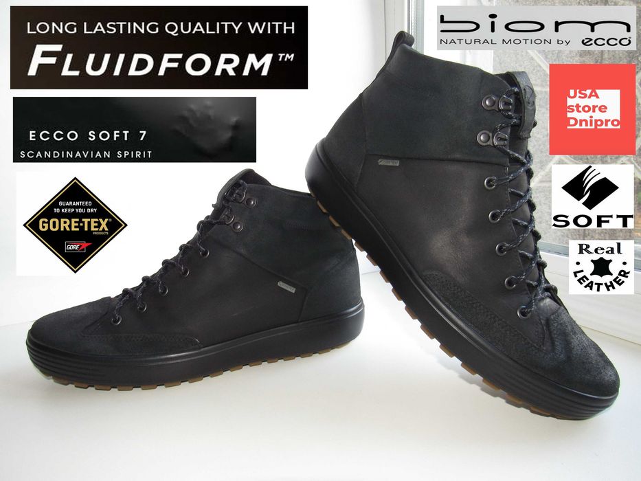 Ботинки, мембранные хайтопы Ecco Soft 7 Tred Gore-Tex разм. 45 (29.5см)
