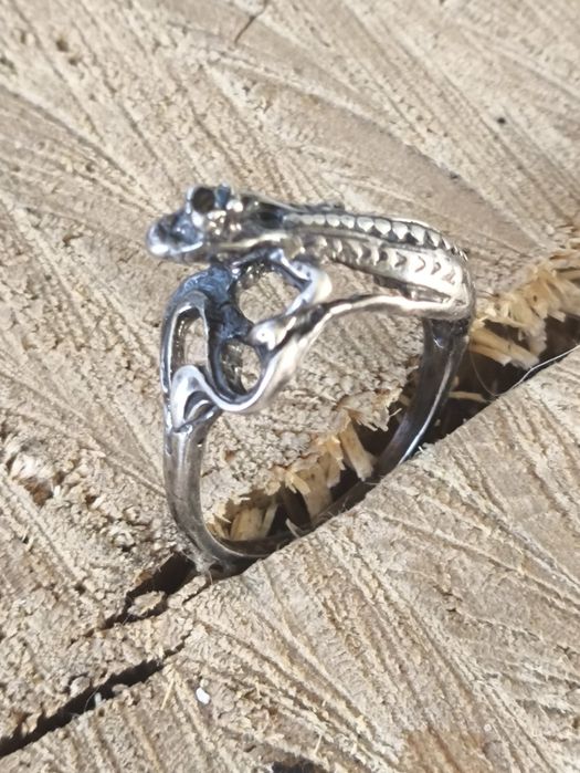Srebrny pierścionek jaszczurka ,lizzard King . Vintage
