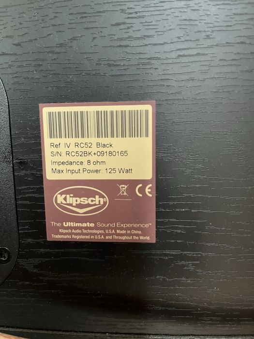 Kino domowe. Subwoofer Klipsch RW-10D, Centr Klipsch RC-52.