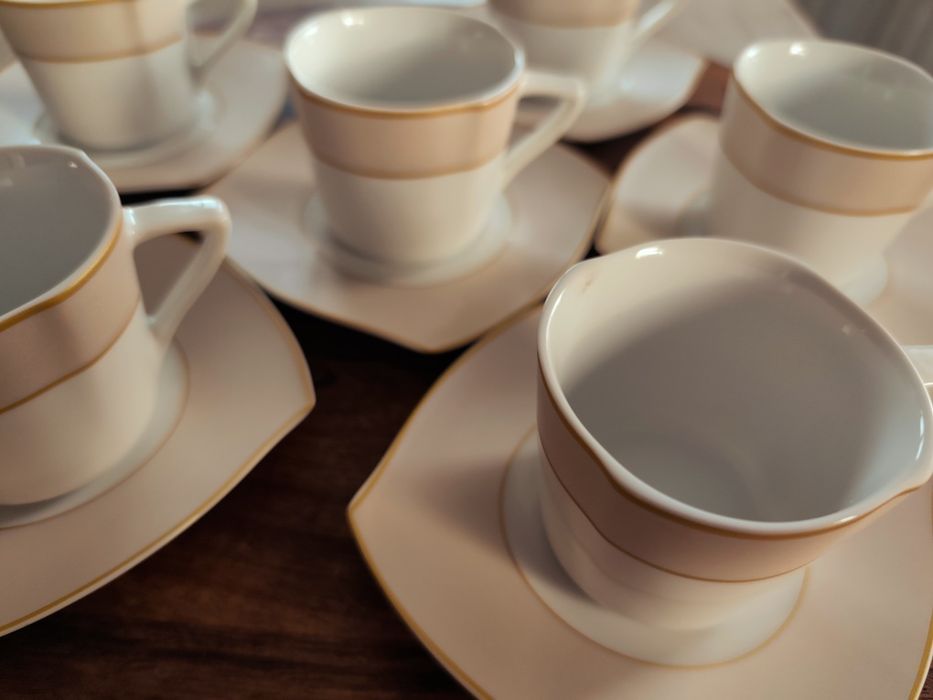 Zestaw ceramiczny do espresso filiżanki spodki talerze po 6 sztuk