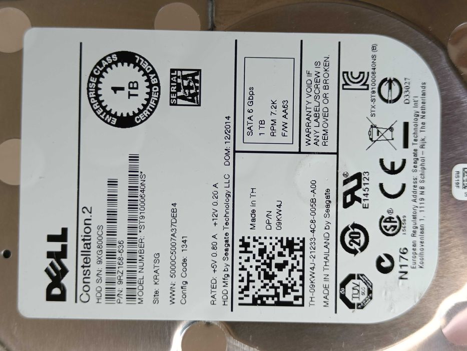 Hard Disk HDD диск 2.5 Seagate 1TB 7200rpm 6GB/s ST91000640NS