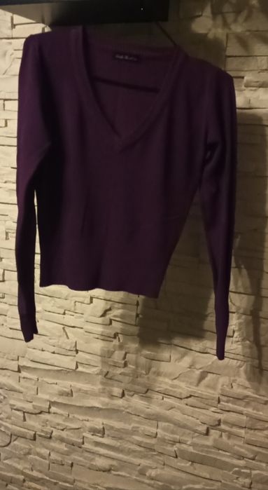 Sweterek fioletowy ciemny z dodatkiem lycra