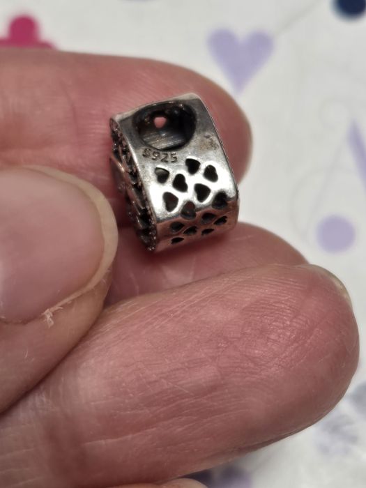 Charms srebro kryształy EKG serce serduszko