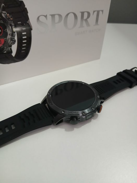 Smartwatch wodoodporny IP69 10ATM, czarna koperta. Męski