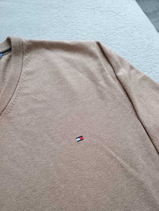 Męski sweterek Tommy Hilfiger pima cotton & cashmere rozmiar L, beżowy