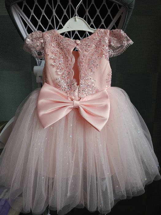 Дитяча ошатна дуже пишна святкова шампань рожева біла сукня 1 2 3 4 5