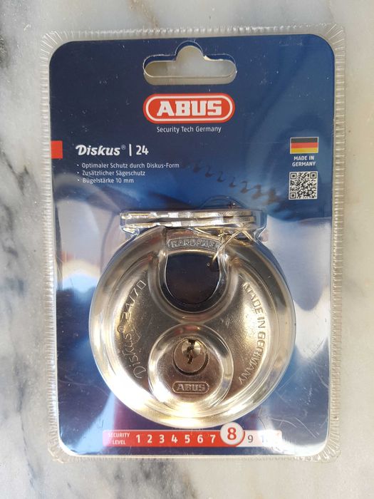 Cadeado Diskus Abus com 2 chaves, novo.