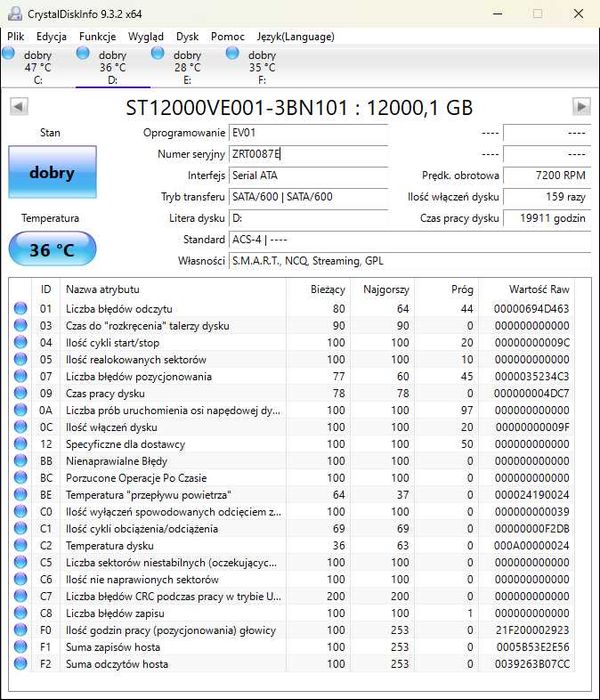 GWARANCJA HDD 12TB SEAGATE SkyHawk AI ST12000VE001 dysk do monitoringu