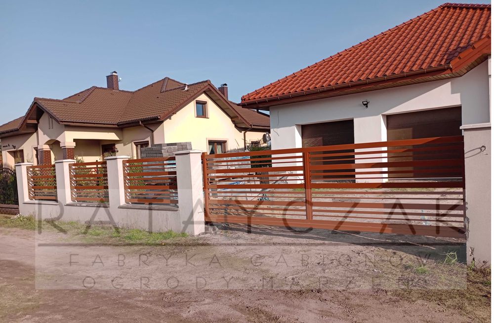 Przęsło palisadowe ogrodzenie nowoczesne profilowe poziome