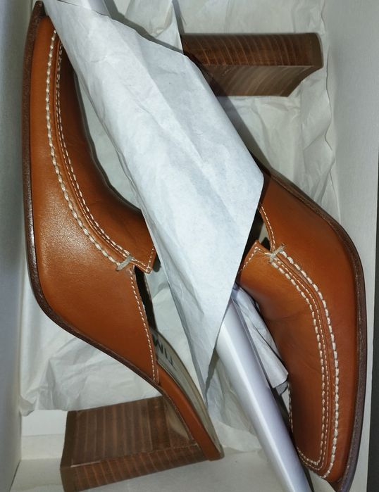 Klapki typu mule na wysokim obcasie z odkrytą pięta rozmiar 35,5 wiosn