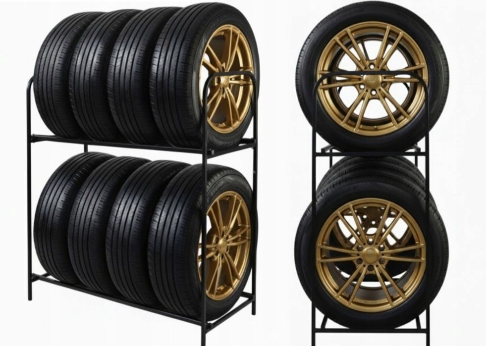 Stojak Regał na Opony Koła 8 Opon Mocny Metalowy