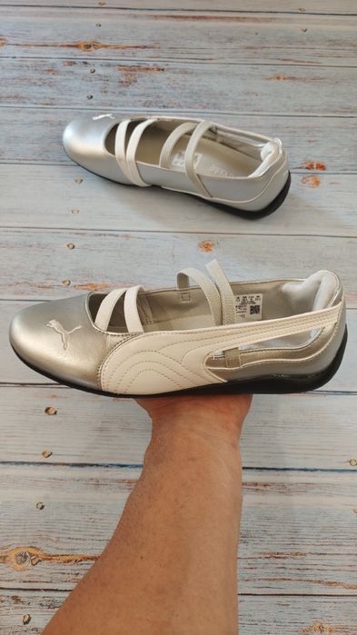 Puma Silver Baleriny Damskie Sportowe Mary Jane Silver EU 38.5
