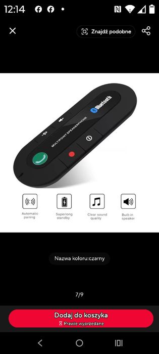 Samochodowy zestaw głośnomówiący Bluetooth