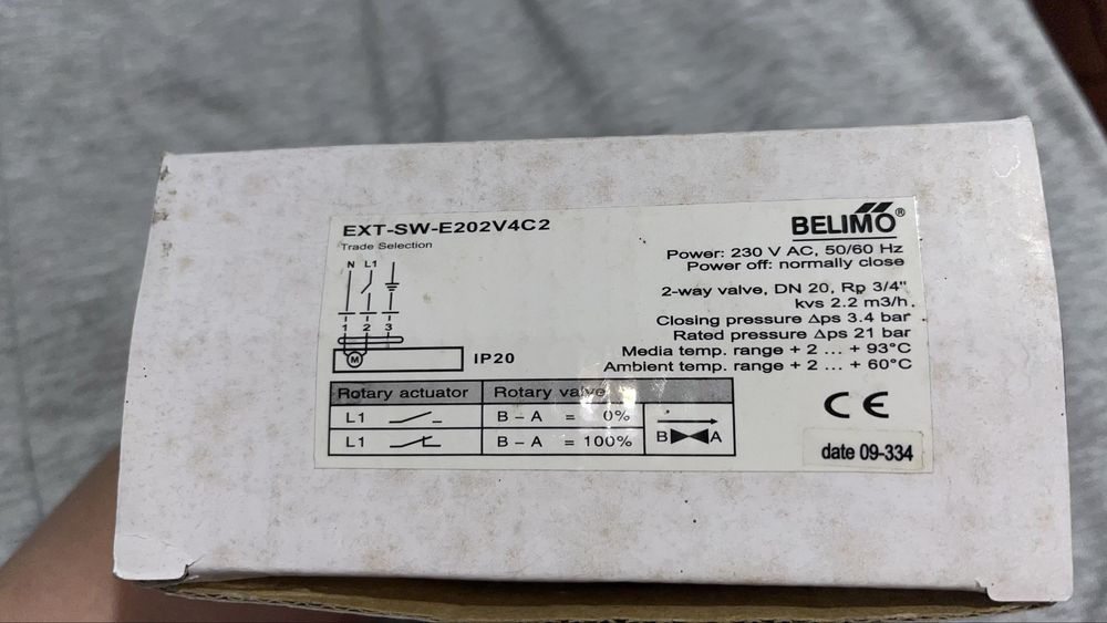 Nowy Belimo EXT‑SW‑E202V4C2 – zawór strefowy ¾″, siłownik 230 V AC