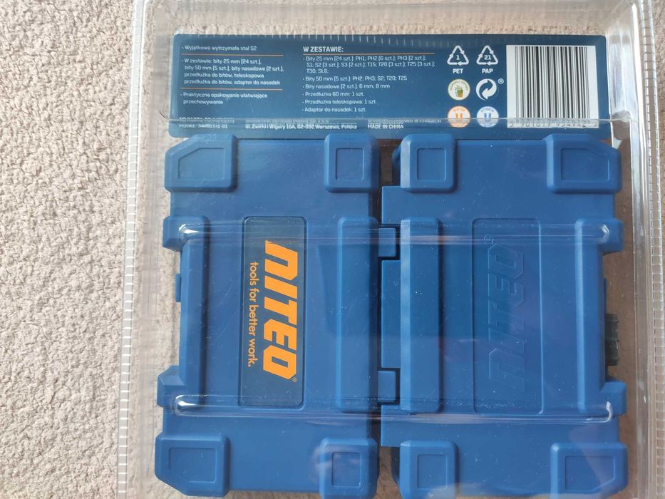 Zestaw bitów udarowych i nasadowych Niteo Tools 34 szt. oraz 42 szt.