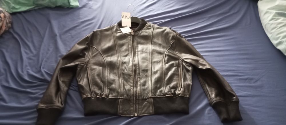Blusão bomber Zara pele genuína novo