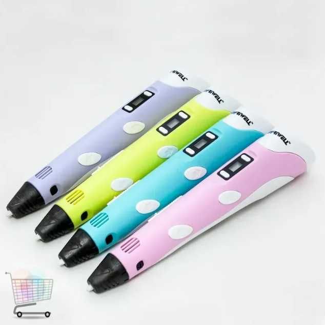 Ручка 3Д для рисования с дисплеем трафаретами и пластиком 3D PEN-3