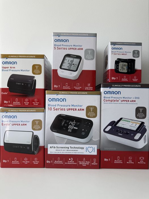 Тонометри OMRON Series 5 (BP7255) 7 (BP6350) 10 (BP7465) Evolv (BP7000) EKG (BP7900)
