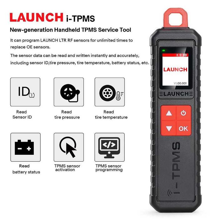 Launch X431 I-TPMS Programador TPMS + Kit 4 Válvulas TPMS (NOVO)