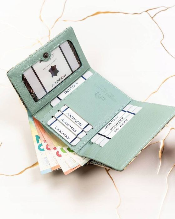 mały, skórzany portfel damski na zatrzask i bigiel - lorenti