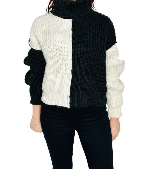 Czarno-biały sweter z asymetrią S 36