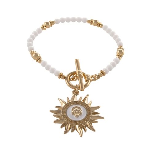 Bransoletka z agatów z białym, greckim słońcem z kolekcji Olimpia