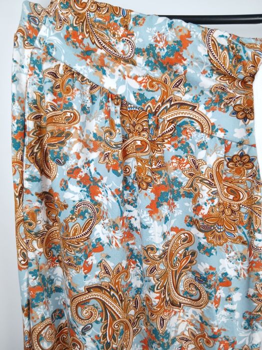 Spodnie damskie 3/4 XL wzór paisley lekkie letnie boho