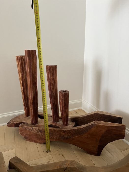 Świecznik drewniany duży zestaw oryginalny