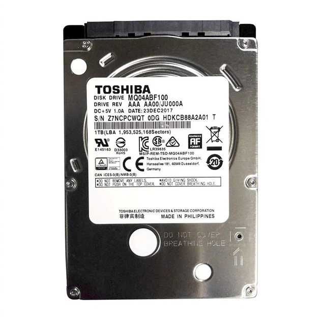 для ноутбука HDD SATA 1.0TB Toshiba MQ04AB 5400rpm 128MB