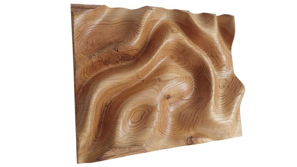 Panel ścienny - fale, 3D, olejowana dekoracja ścienna