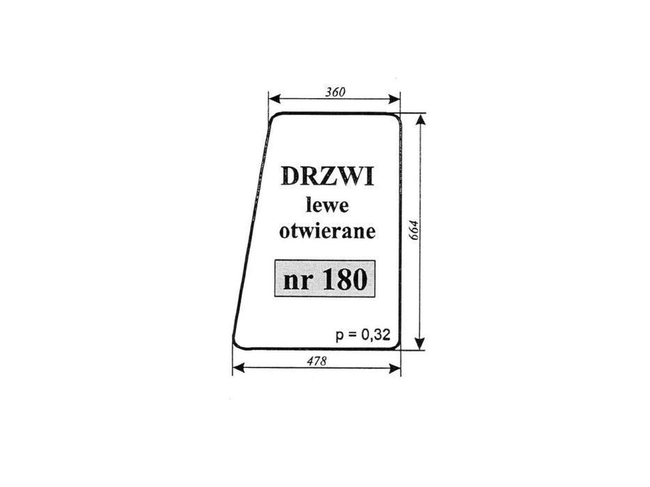 szyba drzwi lewe otwierane c-330 osiny 180