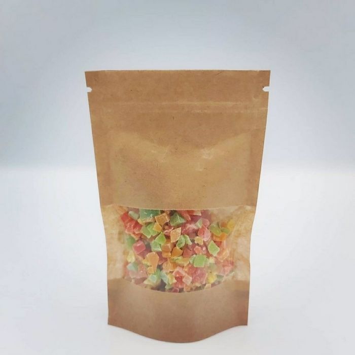 Дой пак крафт с окном, крафт металл