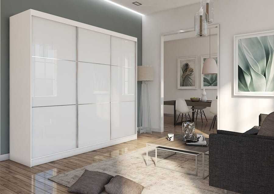 Szafa przesuwna 240 cm garderoba szkło lacobel szafa w połysku