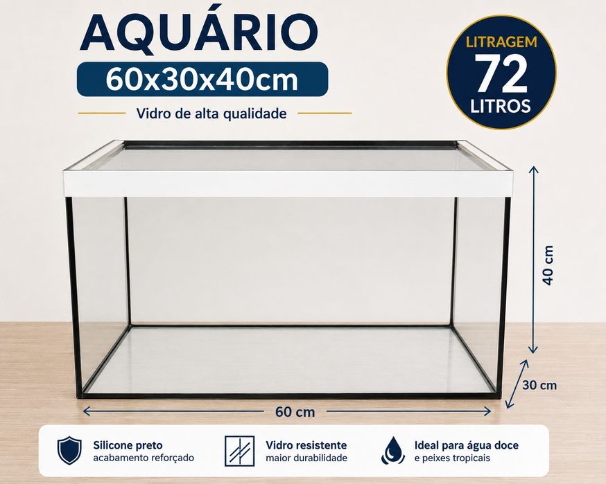 Aquário 60x30x40cm