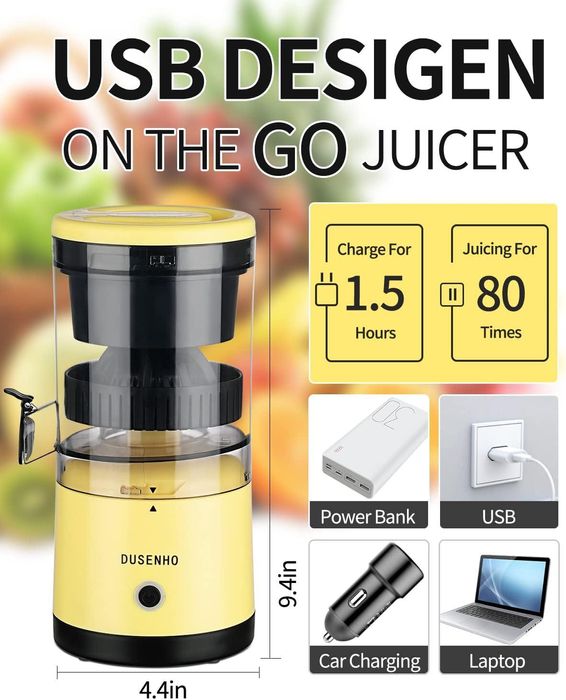 Wyciskarka do cytrusów przenośna USB akumulator sokowirówka